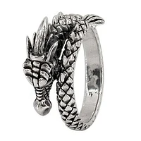 Sterling Silver Dragon Ring, 10mm Width