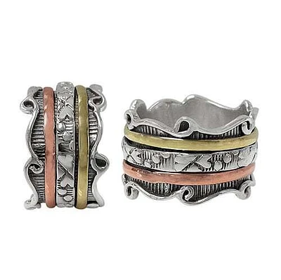 Sterling Silver With Copper And Brass Band