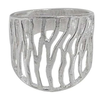 Sterling Silver Ring With Multi Wavy Lines, 21mm Width.