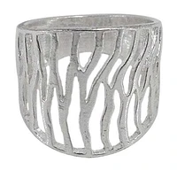 Sterling Silver Ring With Multi Wavy Lines, 21mm Width.