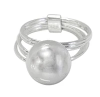 Sterling Silver, Stack Ring With 5 Bands And 12mm Ball Bead. Approx Size: Width