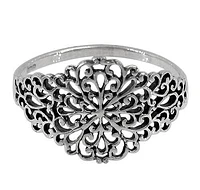 Sterling Silver Ring With Filigree Design, 8mm Width