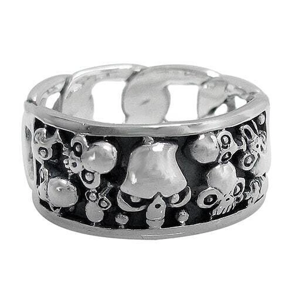 Sterling Silver Multi Alien Head Ring, 11mm Frame