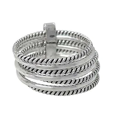 Sterling Silver, Stack Ring With 7 Band. Approximate Size: 12mm Height