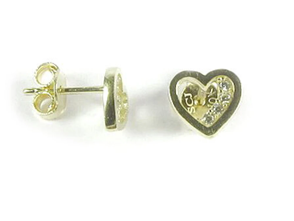 10K Yellow Gold Heart Stud Earrings