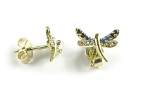 10K Yellow Gold Coloured C.Z Dragonfly Stud Earrings