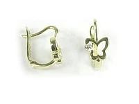 10K Yellow Gold C.Z Polished Butterfly Earrings