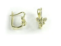 10K Yellow Gold C.Z Butterfly Lever Back Earrings