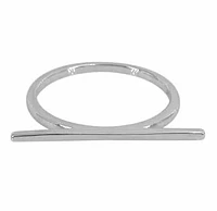 Sterling Silver With Rhodium Plated Bar Ring, 1.5X25mm (Bar), 1mm Width (Band)