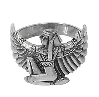 Sterling Silver Egyptian Goddess Isis Ring, 17mm Width