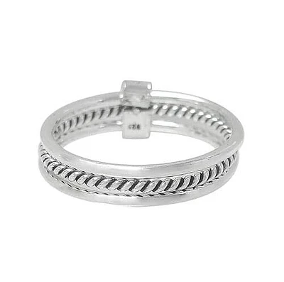 Sterling Silver, Stack Ring With 3 Band. Approx Size: 4mm Width