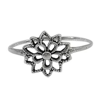 Sterling Silver Flower Ring, 10mm Width