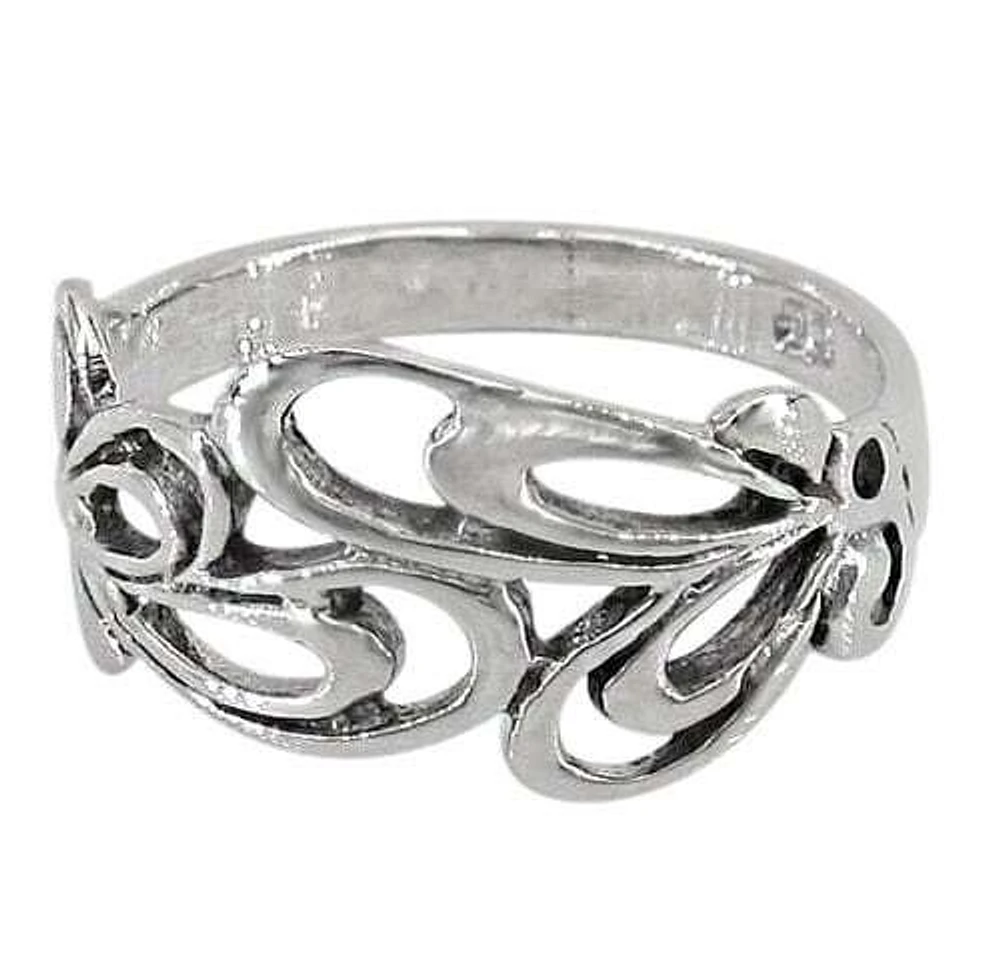 Sterling Silver Filigree Ring, 12mm Width