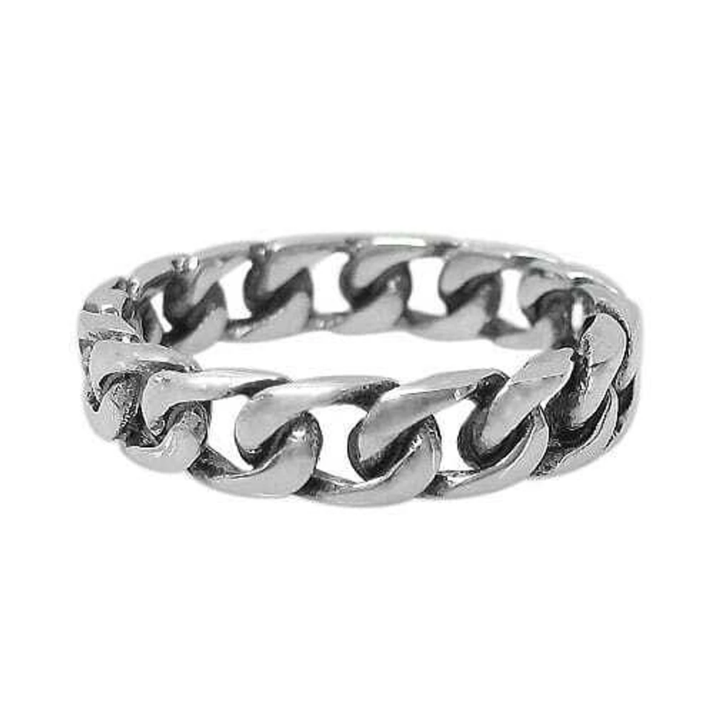 Sterling Silver, Chain Style Ring. Approx Size: 4mm Width.