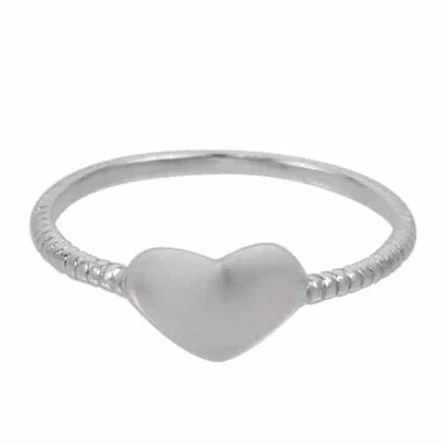 Sterling Silver, Smooth Heart Shape Ring With Fancy Style Band. Approx Size: 6mm Width