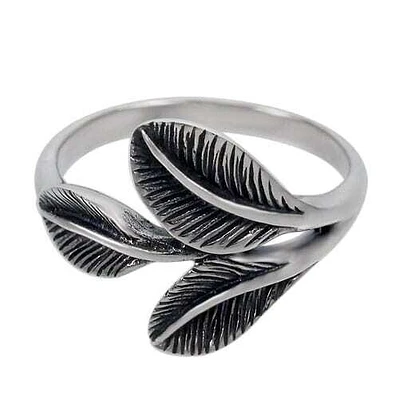 Sterling Silver, Fancy Style, Leaf Shape Ring. Approx Size: 14mm Width