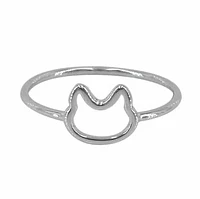 Sterling Silver With Rhodium Cat Ring, 8X9mm Frame