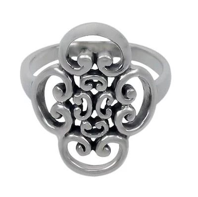 Sterling Silver, Smooth Filigree Style Ring. Approx Size: 21mm Width
