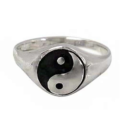 Sterling Silver Ring, 10mm Yin Yang