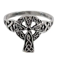 Sterling Silver Celtic Knot Cross Ring, 12X15mm (Cross)