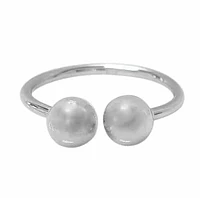 Sterling Silver, Open Cuff Ring With 7mm Ball Ends. Approx Size: Width