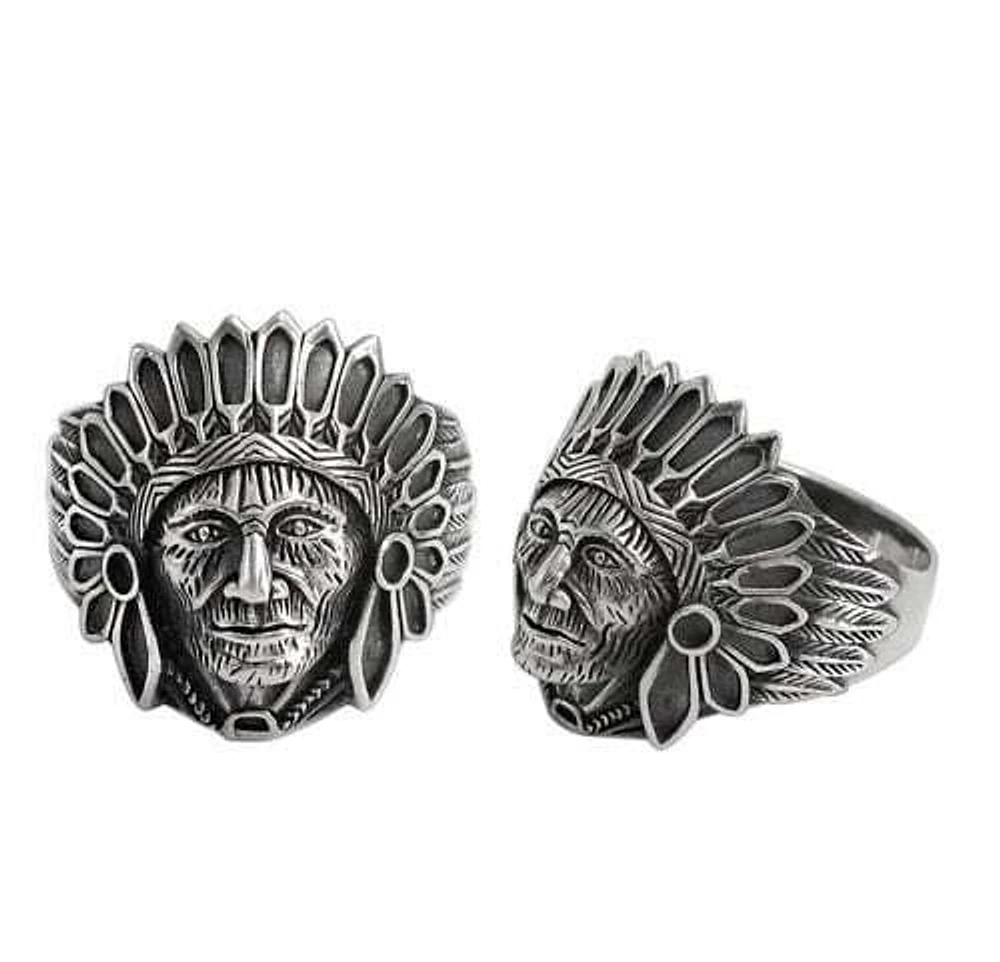 Sterling Silver, Indian Chief Head Ring