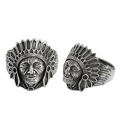 Sterling Silver, Indian Chief Head Ring