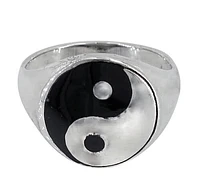 Sterling Silver Ring, 16mm Yin Yang