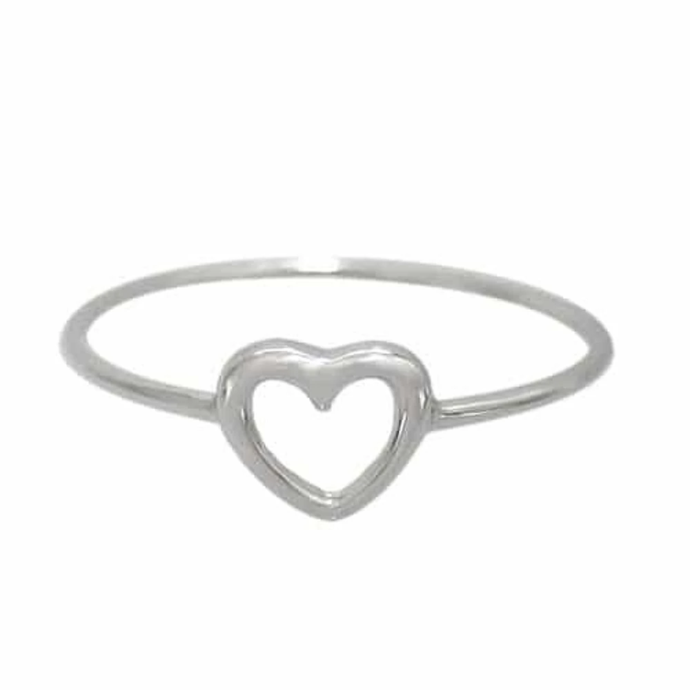 Sterling Silver With Rhodium, 6X6mm Heart Ring