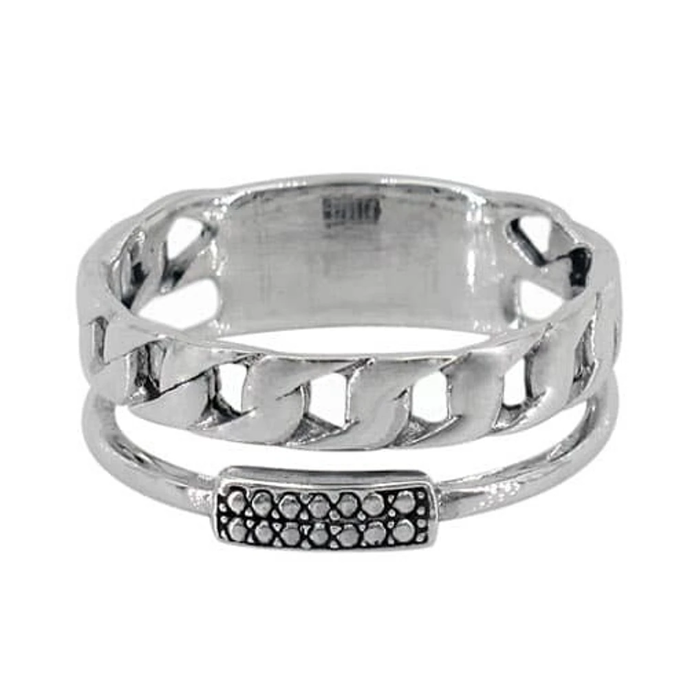 Sterling Silver Curb Link Ring, 7mm Width