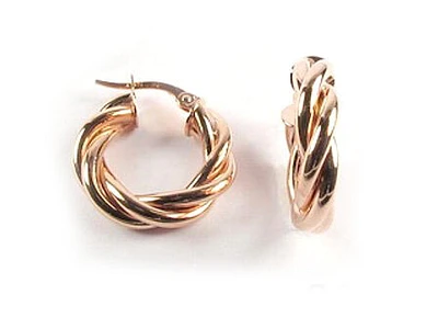 10K Rose Gold Twisted Hoop Earrings