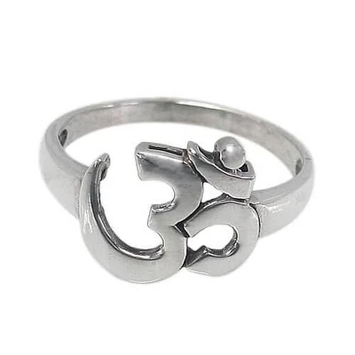 Sterling Silver, Om Ring. Approximate Om Size: 12mm Length X 11mm Width