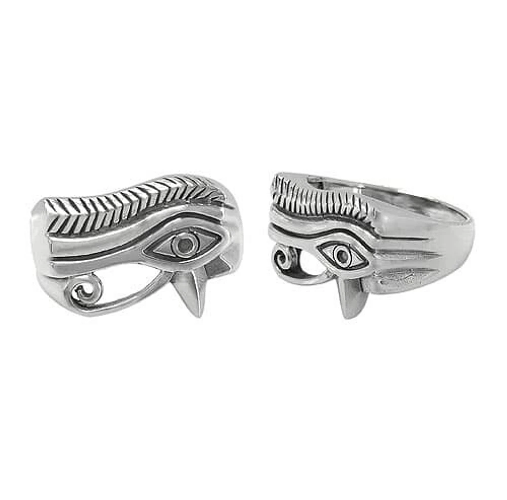 Sterling Silver, Egyptian Eye Ring With Detail Design. Approx Size: 16Mm Width