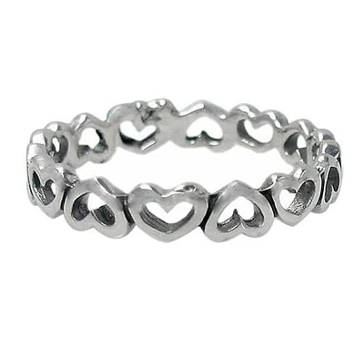 Sterling Silver, Heart Shape Ring Band. Approximate Size: 4mm Width