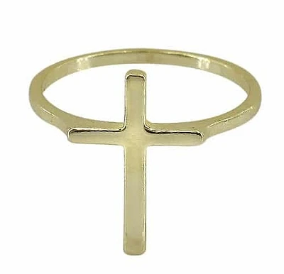 Sterling Silver With Gold Plate Cross Ring, 16X12mm Cross