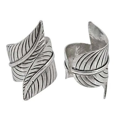 Sterling Silver Long And Adjustable Leaf Ring, 40mm Length