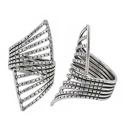 Sterling Silver Long Ring With Filigree Design, 43mm Length