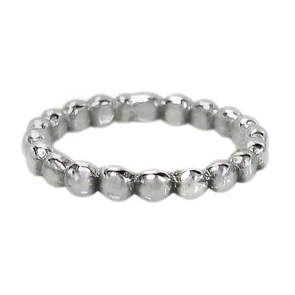 Sterling Silver, Beaded Band With 3mm Ball Bead