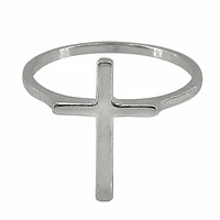 Sterling Silver With Rhodium Cross Ring