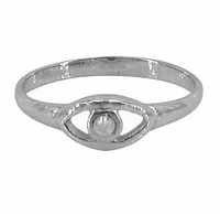 Sterling Silver With Rhodium, Evil Eye Ring, 6mm Width