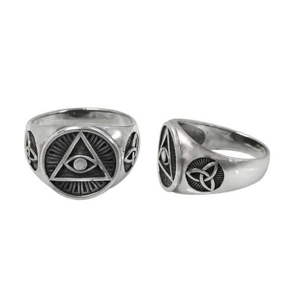 Sterling Silver, Eye Of Providence Ring With, 17mm Width