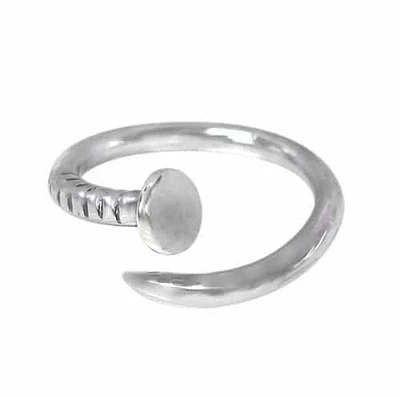 Sterling Silver, Twisted Nail Ring. Approximate Size: 9mm Width