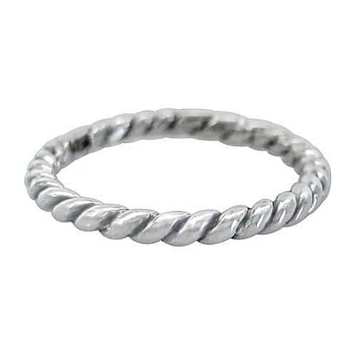 Sterling Silver, Smooth Twisted Rope Style Ring. Approx Size: 2mm Width