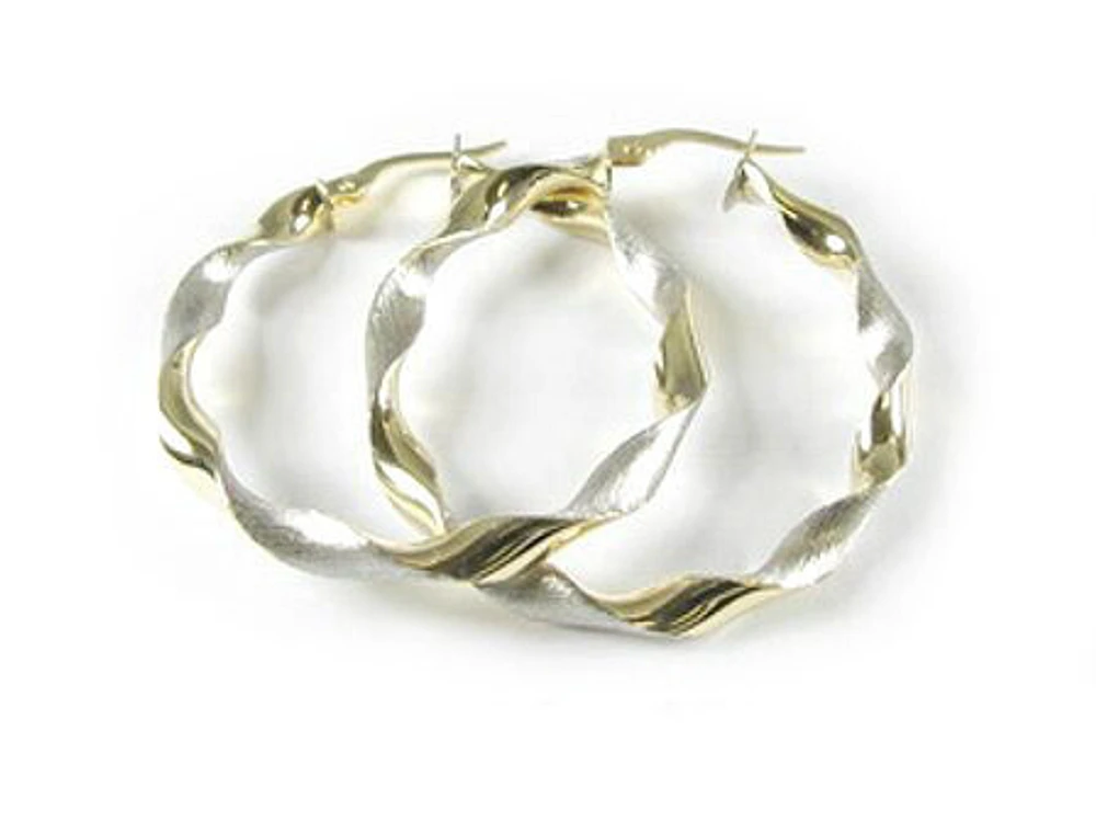 10K Yellow & White Gold Hoop Earrings