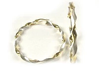 10K Yellow & White Gold Twisted Hoop Earrings