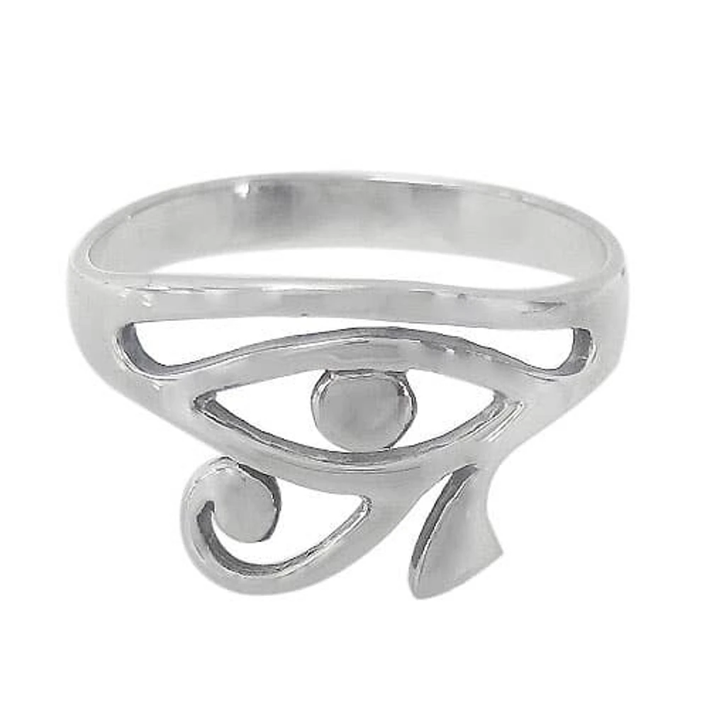 Sterling Silver, Smooth Egyptian Eye Ring. Approx 11m Width