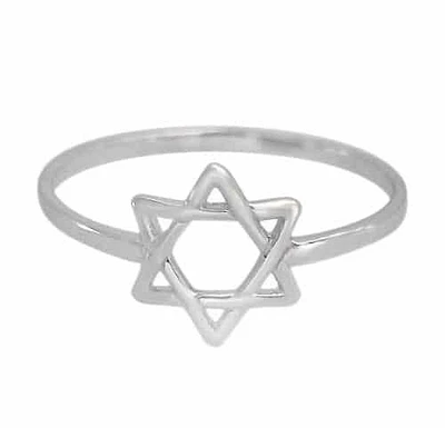 Rhodium Plated On Sterling Silver, Smooth Star Of David. Approx Size: 9.5mm Width