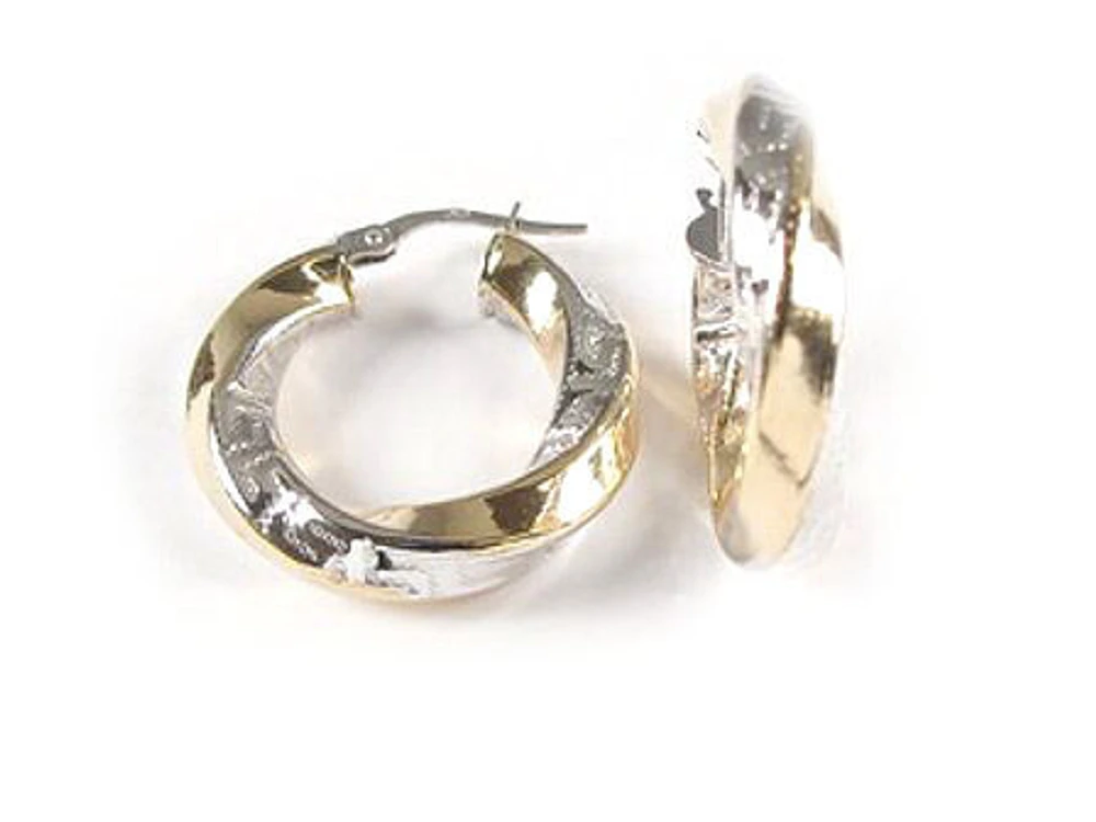 10K Yellow & White Gold Polished Earrings