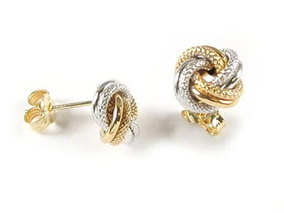 10K Yellow & White Gold Stud Earrings