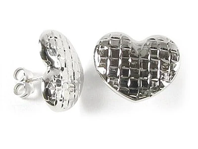 10K White Gold Shimmer Cut Stud Earrings